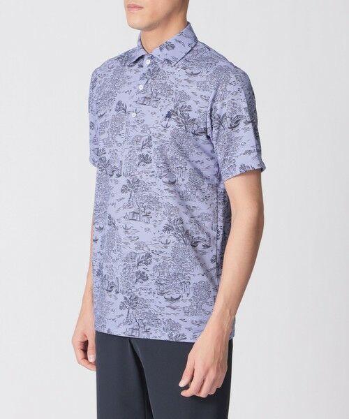 Paul Stuart / ポール・スチュアート カットソー | 【GOLF Men’s/吸水速乾/保型性/イージーケア/ストレッチ】ヴェニス柄プリント半袖ポロシャツ | 詳細4