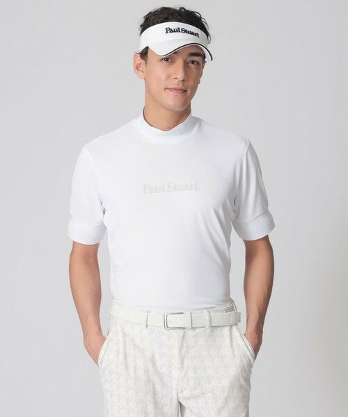 Paul Stuart / ポール・スチュアート カットソー | 【GOLF Men’s/吸水速乾】エアリーメッシュモックネック半袖シャツ（ホワイト）