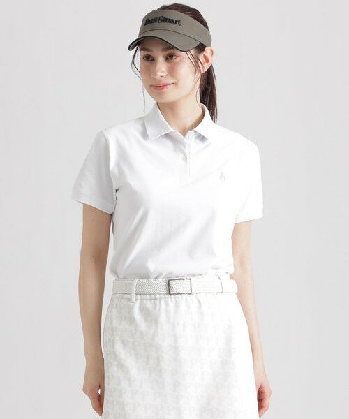 Paul Stuart / ポール・スチュアート カットソー | 【GOLF Women’s//吸水速乾/UVカット/保型性/イージーケア】 PSアイコニックロゴポロシャツ（ホワイト）
