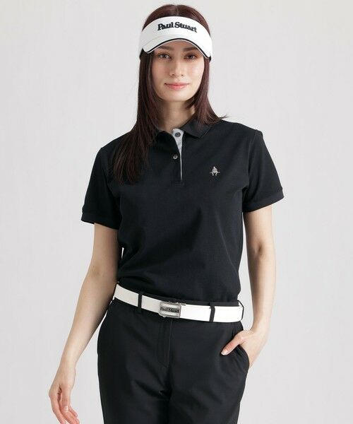 Paul Stuart / ポール・スチュアート カットソー | 【GOLF Women’s//吸水速乾/UVカット/保型性/イージーケア】 PSアイコニックロゴポロシャツ（ブラック1）