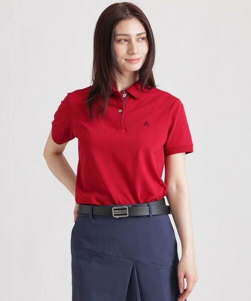 Paul Stuart / ポール・スチュアート カットソー | 【GOLF Women’s//吸水速乾/UVカット/保型性/イージーケア】 PSアイコニックロゴポロシャツ（レッド）