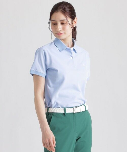 Paul Stuart / ポール・スチュアート カットソー | 【GOLF Women’s//吸水速乾/UVカット/保型性/イージーケア】 PSアイコニックロゴポロシャツ（サックス2）