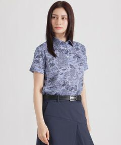 Paul Stuart / ポール・スチュアート カットソー | 【GOLF Women’s/吸水速乾/保型性/イージーケア/ストレッチ】ヴェニス柄プリント半袖ポロシャツ