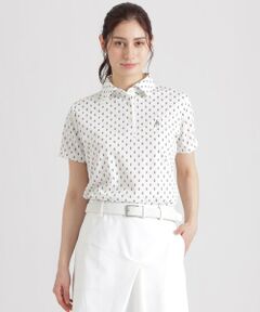 Paul Stuart / ポール・スチュアート カットソー | 【GOLF Women’s/吸水速乾/保型性/イージーケア/ストレッチ】 ジオメトリック柄プリント半袖ポロシャツ