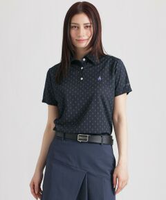 Paul Stuart / ポール・スチュアート カットソー | 【GOLF Women’s/吸水速乾/保型性/イージーケア/ストレッチ】 ジオメトリック柄プリント半袖ポロシャツ