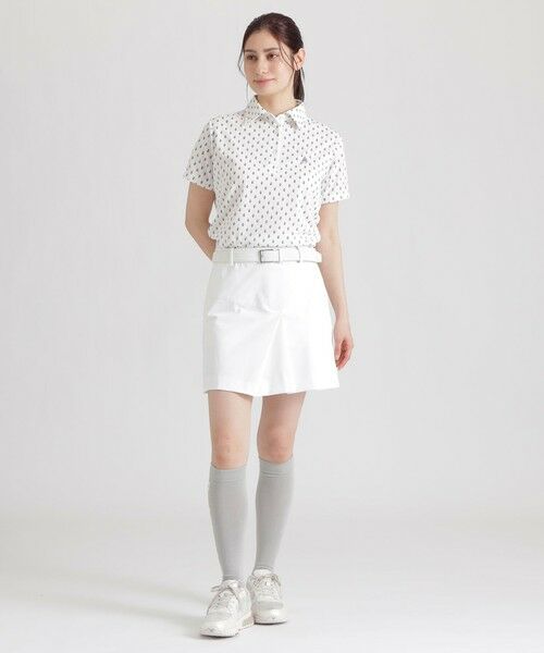 Paul Stuart / ポール・スチュアート カットソー | 【GOLF Women’s/吸水速乾/保型性/イージーケア/ストレッチ】 ジオメトリック柄プリント半袖ポロシャツ | 詳細1