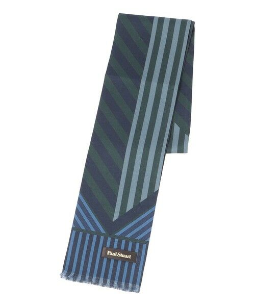 Paul Stuart / ポール・スチュアート マフラー・ショール・スヌード・ストール | ストライプ柄/ミニストール（カーキ）