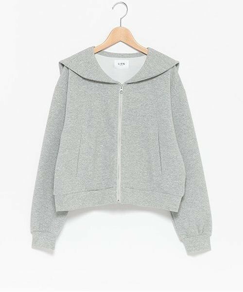 petit main LIEN / プティマイン リアン カーディガン・ボレロ | 【防汚加工/リンク】セーラーZIP羽織り（トップ グレー）