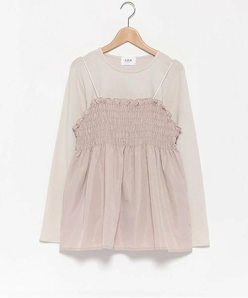 petit main LIEN / プティマイン リアン Tシャツ | 【リンク】ビスチェ長Tセット（ライト ピンク）