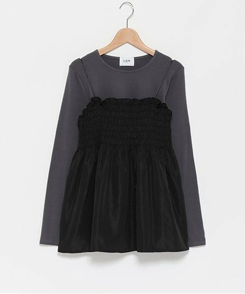 petit main LIEN / プティマイン リアン Tシャツ | 【リンク】ビスチェ長Tセット（黒）