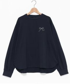 petit main LIEN / プティマイン リアン Tシャツ | 【リンク】リボン刺しゅう長T