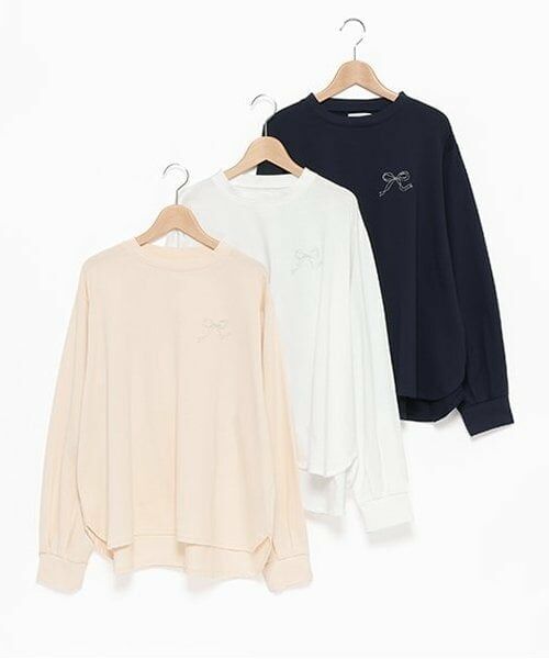 petit main LIEN / プティマイン リアン Tシャツ | 【リンク】リボン刺しゅう長T | 詳細7