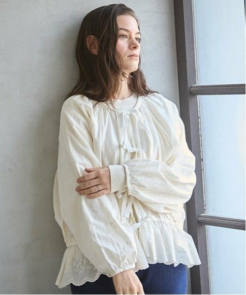 petit main LIEN / プティマイン リアン シャツ・ブラウス | 【親子リンク】シャーリングブラウス（生成）