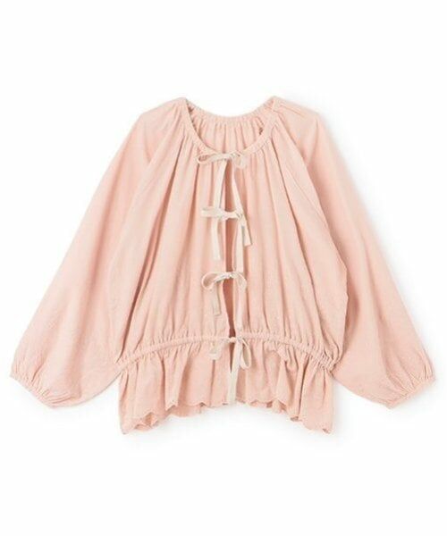 petit main LIEN / プティマイン リアン シャツ・ブラウス | 【親子リンク】シャーリングブラウス（ピーチ）