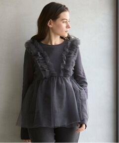 petit main LIEN / プティマイン リアン Tシャツ | 【リンク】チュールドッキング長T