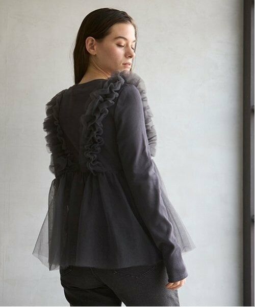 petit main LIEN / プティマイン リアン Tシャツ | 【リンク】チュールドッキング長T | 詳細2