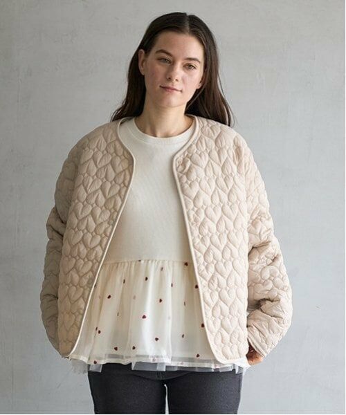 petit main LIEN / プティマイン リアン ブルゾン | 【リンク】アソートキルティングジャケット（薄ベージュ）