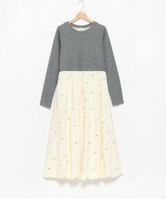 petit main LIEN / プティマイン リアン ミニ丈・ひざ丈ワンピース | 【リンク】リボン刺繍ワンピース