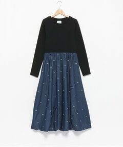 petit main LIEN / プティマイン リアン ミニ丈・ひざ丈ワンピース | 【リンク】リボン刺繍ワンピース