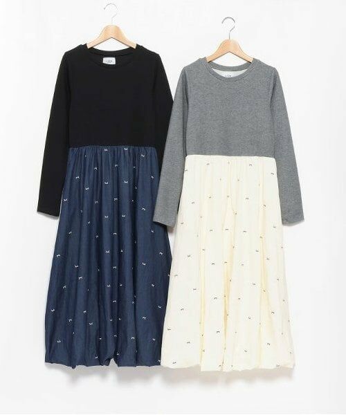 petit main LIEN / プティマイン リアン ミニ丈・ひざ丈ワンピース | 【リンク】リボン刺繍ワンピース | 詳細9