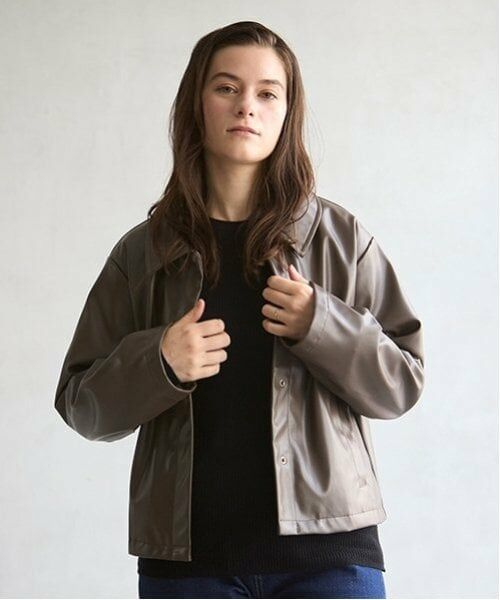 petit main LIEN / プティマイン リアン ブルゾン | 【親子リンク】合皮ジャケット（茶）