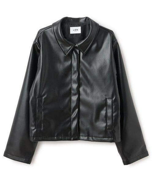 petit main LIEN / プティマイン リアン ブルゾン | 【親子リンク】合皮ジャケット（黒）