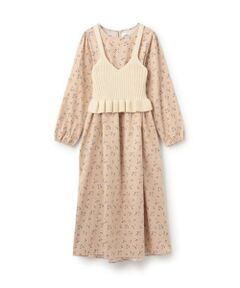 petit main LIEN / プティマイン リアン ミニ丈・ひざ丈ワンピース | 【リンク】花柄ワンピースビスチェセット