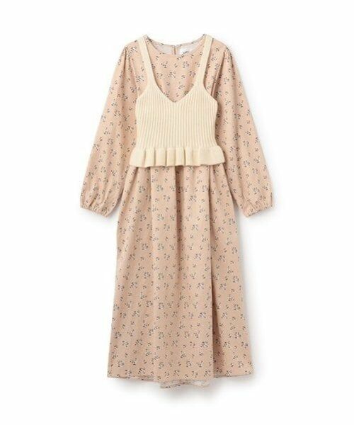 petit main LIEN / プティマイン リアン ミニ丈・ひざ丈ワンピース | 【リンク】花柄ワンピースビスチェセット（ライト ピンク）