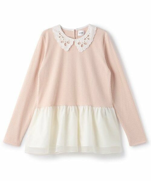 petit main LIEN / プティマイン リアン その他トップス | 【リンク】えりレースチュールチュニック（ライト ピンク）