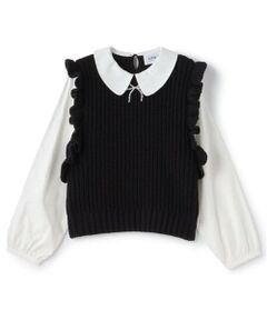 petit main LIEN / プティマイン リアン シャツ・ブラウス | 【リンク】パールリボンつきニットベスト