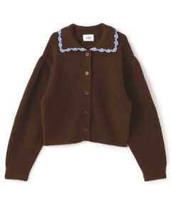 petit main LIEN / プティマイン リアン カーディガン・ボレロ | 【リンク】衿ニットカーディガン
