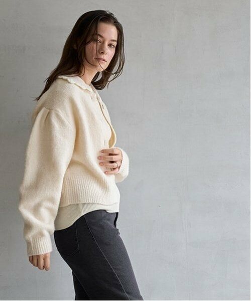 petit main LIEN / プティマイン リアン カーディガン・ボレロ | 【リンク】衿ニットカーディガン | 詳細1