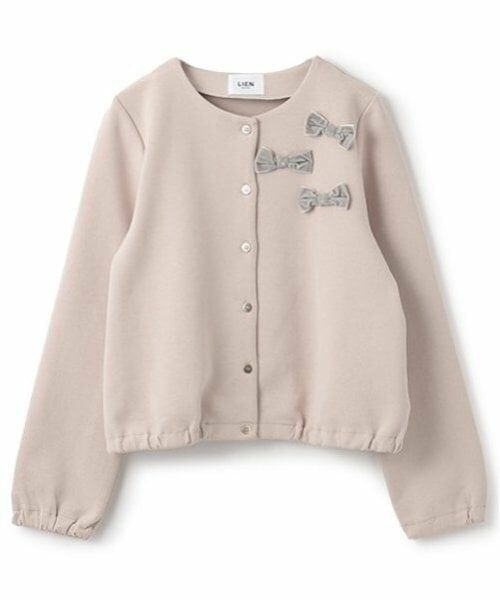 petit main LIEN / プティマイン リアン カーディガン・ボレロ | 【リンク】リボンカットカーディガン（薄ベージュ）