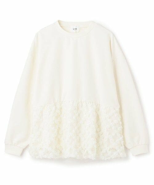 petit main LIEN / プティマイン リアン スウェット | 【リンク】ジャガードペプラムトレーナー（ECRU(キナリ)）