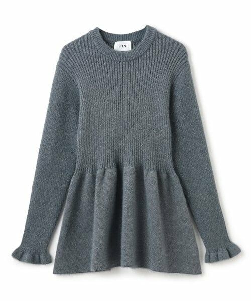 petit main LIEN / プティマイン リアン ニット・セーター | 【リンク】ラメペプラムニット（グレー）