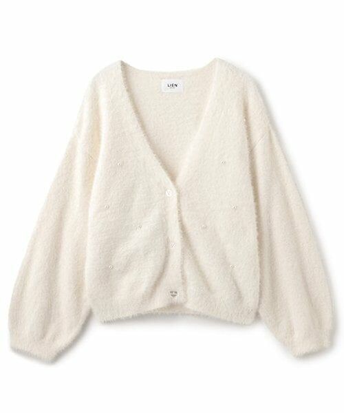 petit main LIEN / プティマイン リアン カーディガン・ボレロ | 【リンク】シャギーニットカーディガン（アイボリー）