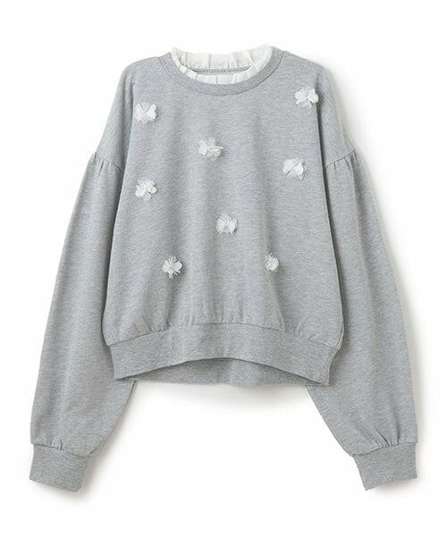 petit main LIEN / プティマイン リアン スウェット | 【吸水速乾/リンク】花モチーフトレーナー（トップ グレー）