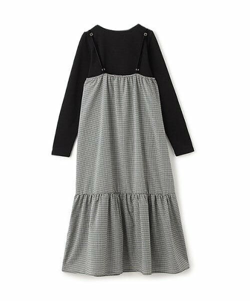 petit main LIEN / プティマイン リアン ミニ丈・ひざ丈ワンピース | 【リンク】テレコT＆ギンガムワンピセット | 詳細1