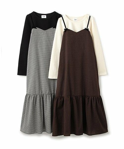 petit main LIEN / プティマイン リアン ミニ丈・ひざ丈ワンピース | 【リンク】テレコT＆ギンガムワンピセット | 詳細7