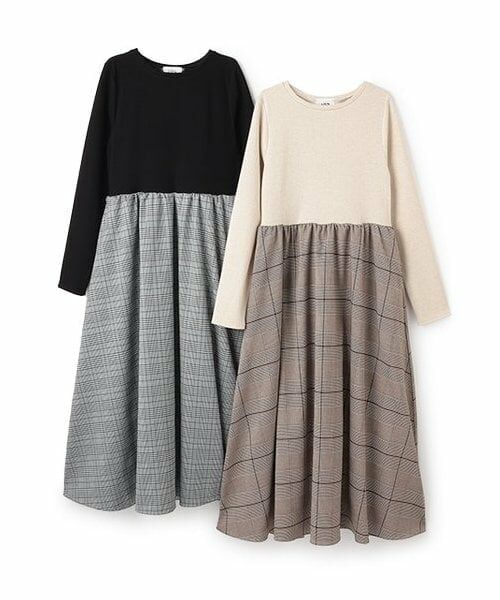 petit main LIEN / プティマイン リアン ミニ丈・ひざ丈ワンピース | 【リンク】チェック切り替えワンピース | 詳細8