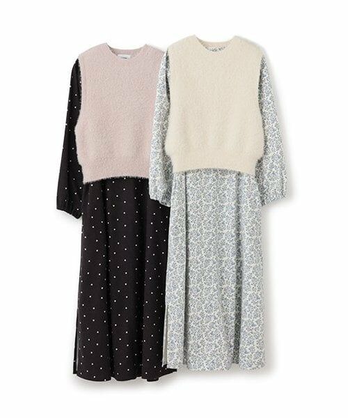 petit main LIEN / プティマイン リアン ミニ丈・ひざ丈ワンピース | 【リンク】ベストつき柄ワンピース | 詳細12