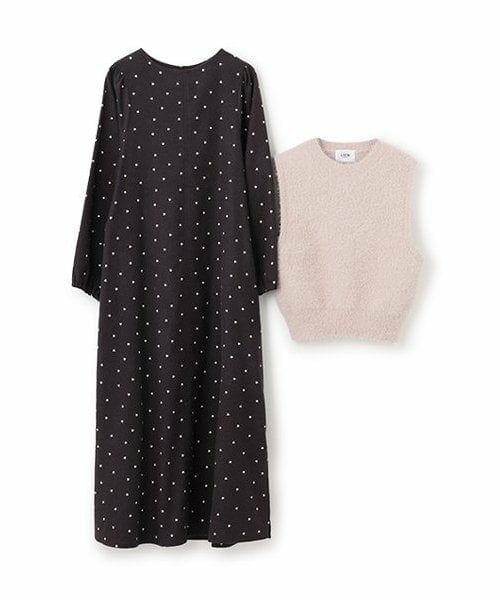 petit main LIEN / プティマイン リアン ミニ丈・ひざ丈ワンピース | 【リンク】ベストつき柄ワンピース | 詳細2