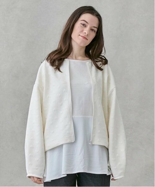 petit main LIEN / プティマイン リアン カーディガン・ボレロ | 【リンク/花粉防止】ハートzip羽織り（オフ ホワイト）