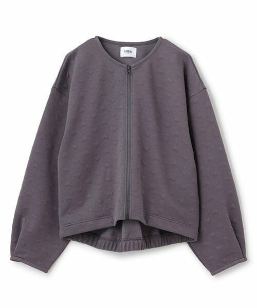petit main LIEN / プティマイン リアン カーディガン・ボレロ | 【リンク/花粉防止】ハートzip羽織り（グレー）