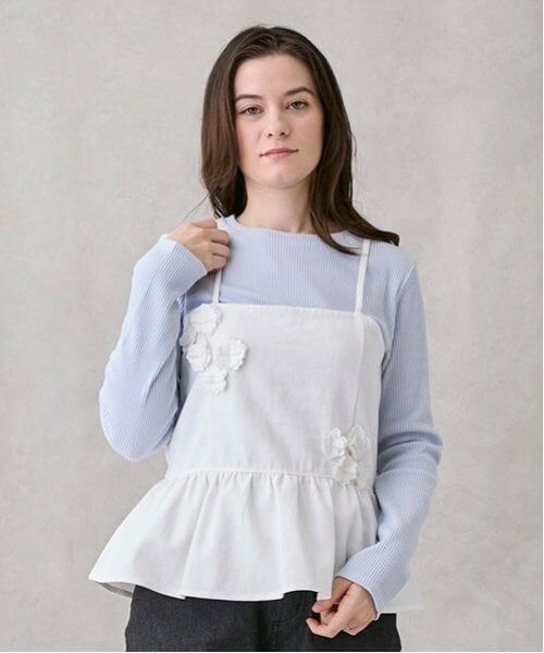 petit main LIEN / プティマイン リアン キャミソール・チューブトップ | 【リンク】花ビスチェ長Tセット（アイボリー）