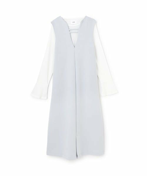 petit main LIEN / プティマイン リアン ミニ丈・ひざ丈ワンピース | 【リンク/防汚】2wayジャンスカセット（グレー）