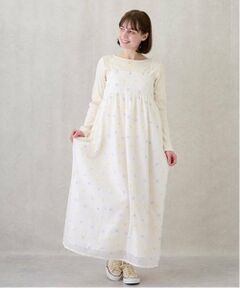 petit main LIEN / プティマイン リアン ミニ丈・ひざ丈ワンピース | 【リンク】花刺しゅうワンピース