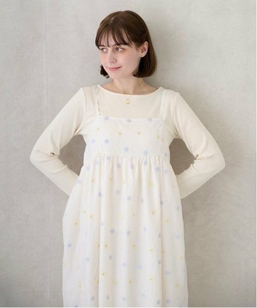 petit main LIEN / プティマイン リアン ミニ丈・ひざ丈ワンピース | 【リンク】花刺しゅうワンピース | 詳細1