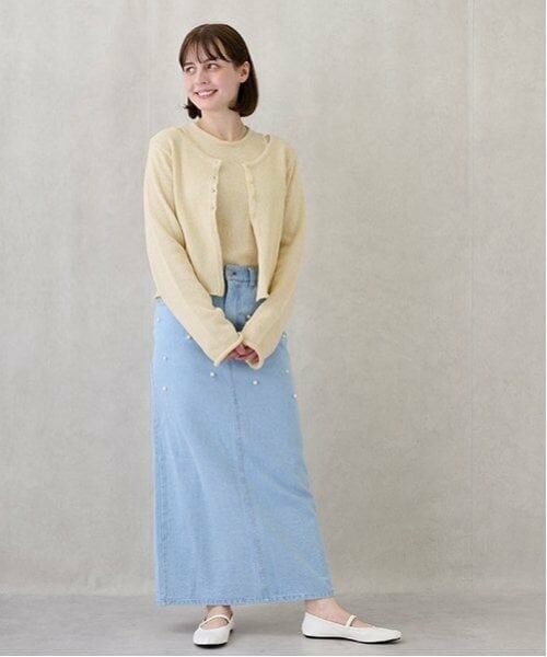 petit main LIEN / プティマイン リアン ミニ・ひざ丈スカート | 【リンク】パールデニムスカート | 詳細1