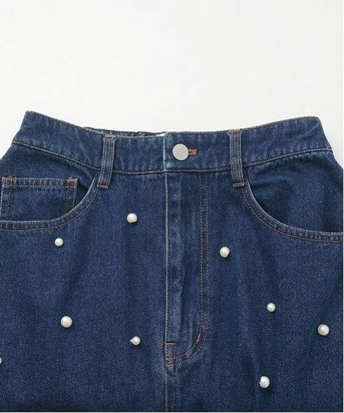 petit main LIEN / プティマイン リアン ミニ・ひざ丈スカート | 【リンク】パールデニムスカート | 詳細5